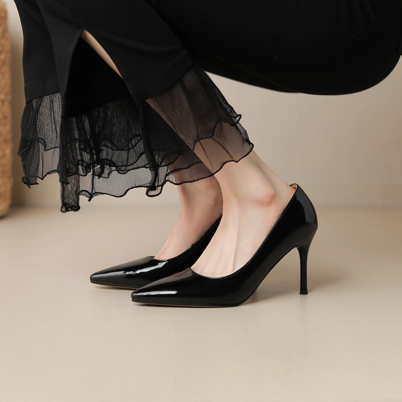 レディースハイヒールプラットフォームパンプスポインテッドトゥ